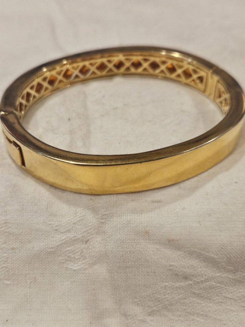 MILOR ITALY 18K Gold Plated Bronze Hinged Bangle Bracelet 56.1g